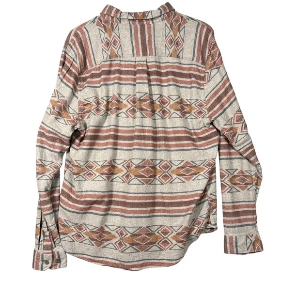 Eddie Bauer Flannel Shirt Mens XL Aztec Geometric Plaid Western Southwest - Picture 2 of 3